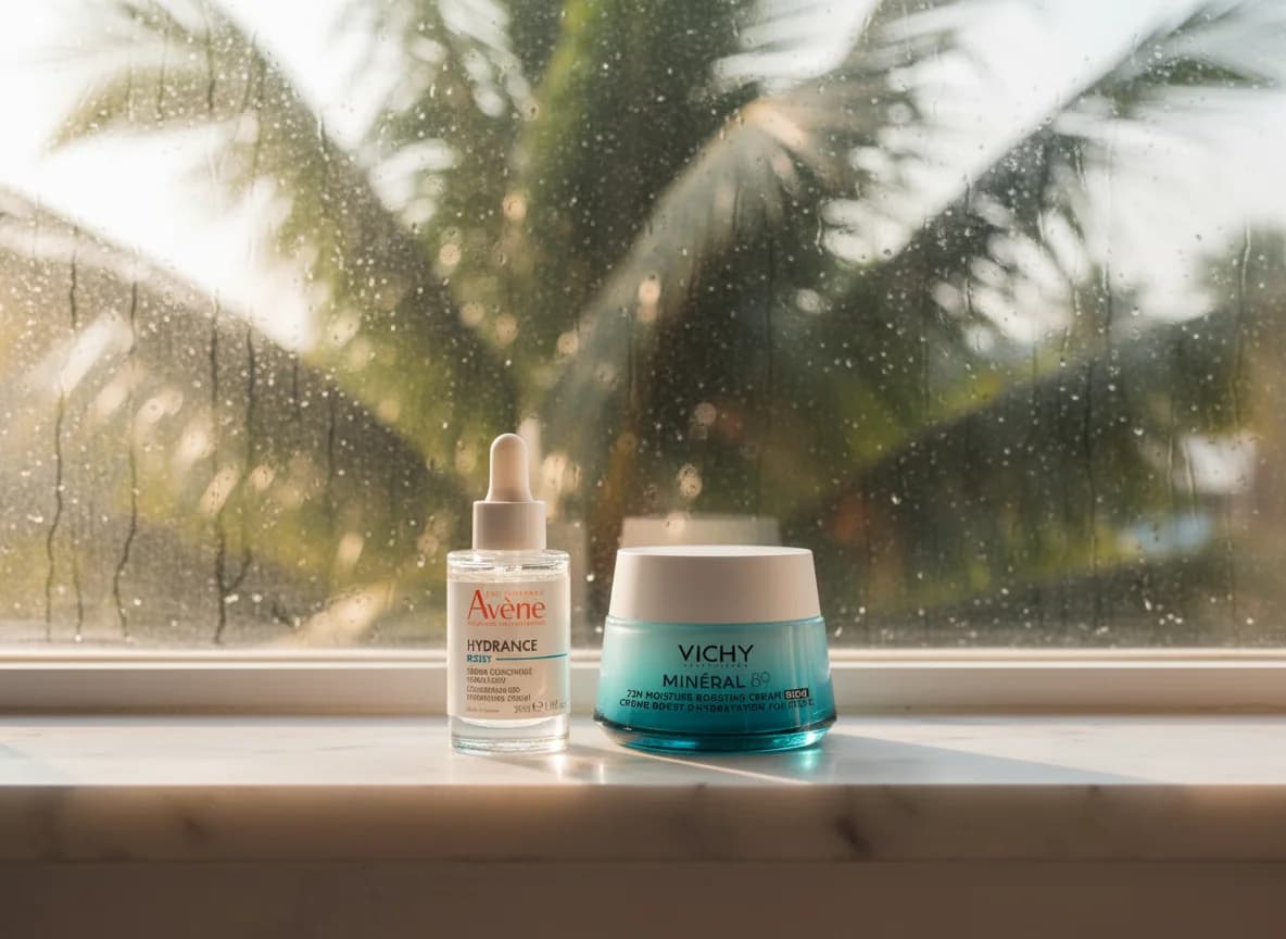 Hydrating serums from our European consignment — formulas chosen for tropical humidity